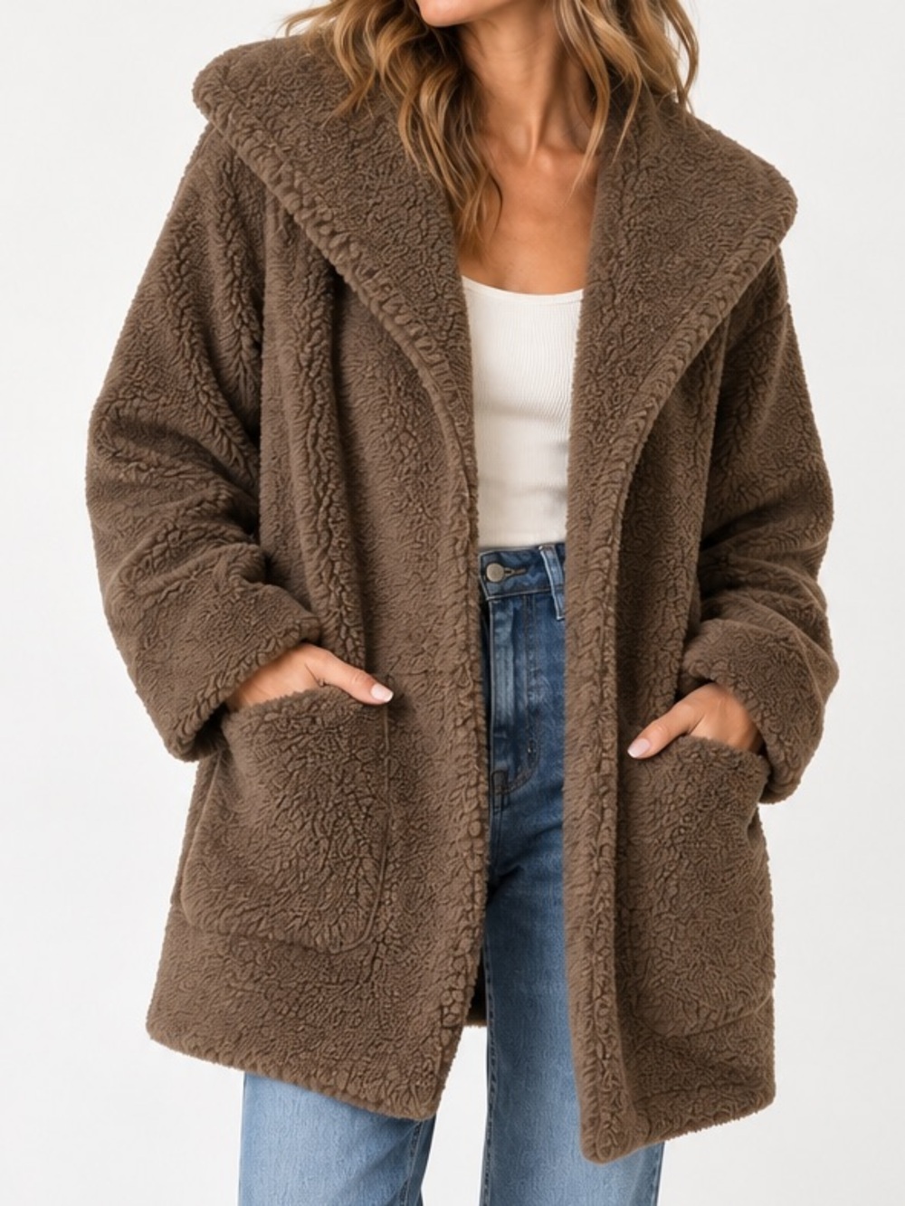 Koolaburra by UGG Brown Faux Shearling Shawl Collar Coat — M